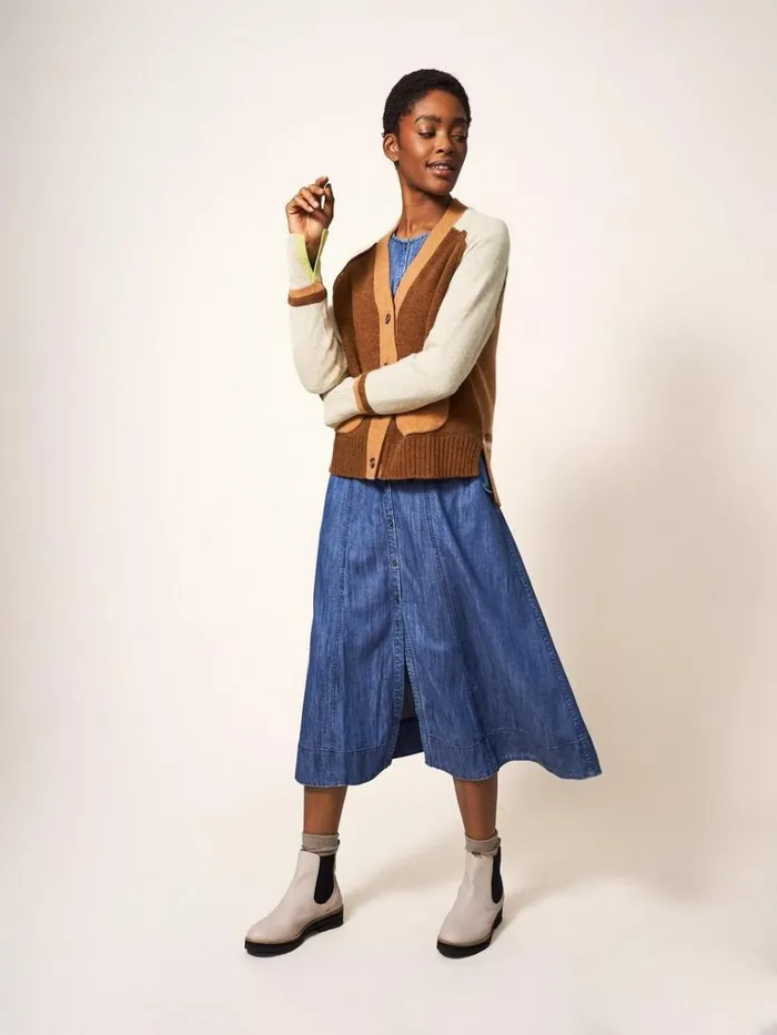 Women KNITWEAR White Stuff MARINA CARDI Brown Multi