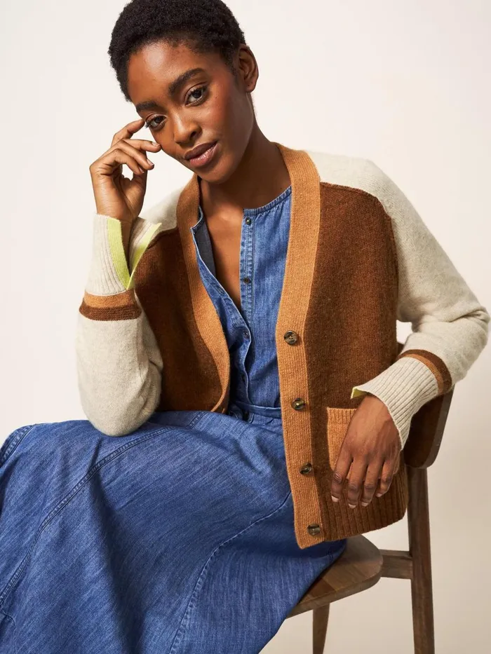 Women KNITWEAR White Stuff MARINA CARDI Brown Multi Women KNITWEAR White Stuff MARINA CARDI Brown Multi