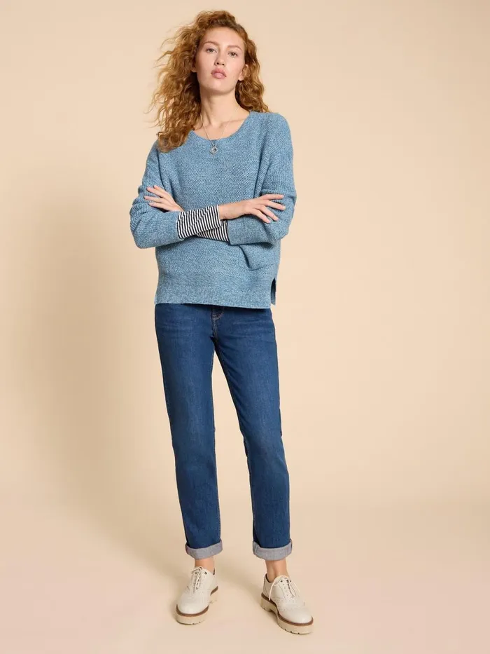Women KNITWEAR White Stuff NORTHBANK CREW NECK JUMPER Mid Blue Women KNITWEAR White Stuff NORTHBANK CREW NECK JUMPER Mid Blue
