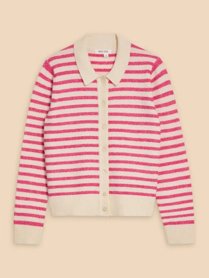 Women KNITWEAR White Stuff PEONY COLLARED CARDIGAN Pink Multi Women KNITWEAR White Stuff PEONY COLLARED CARDIGAN Pink Multi