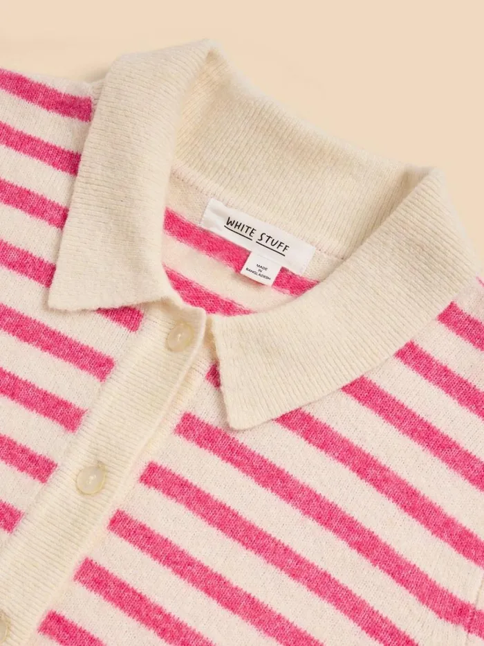 Women KNITWEAR White Stuff PEONY COLLARED CARDIGAN Pink Multi Women KNITWEAR White Stuff PEONY COLLARED CARDIGAN Pink Multi