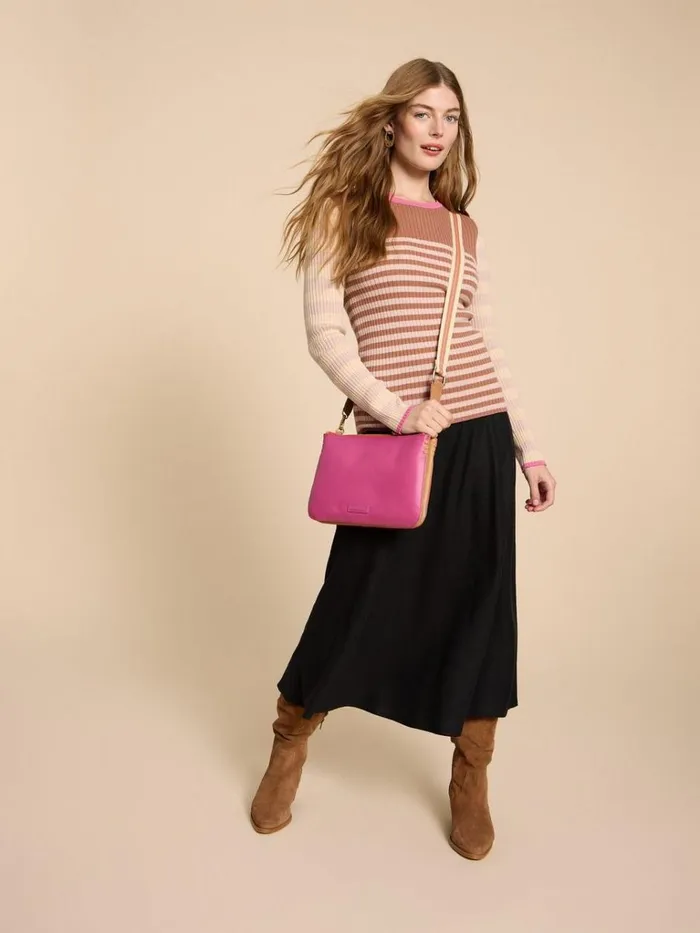 Women KNITWEAR White Stuff SKINNY RIB CREW NECK JUMPER Natural Multi