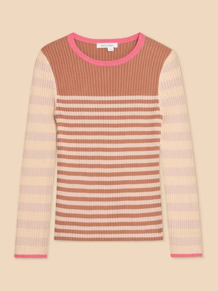 Women KNITWEAR White Stuff SKINNY RIB CREW NECK JUMPER Natural Multi Women KNITWEAR White Stuff SKINNY RIB CREW NECK JUMPER Natural Multi
