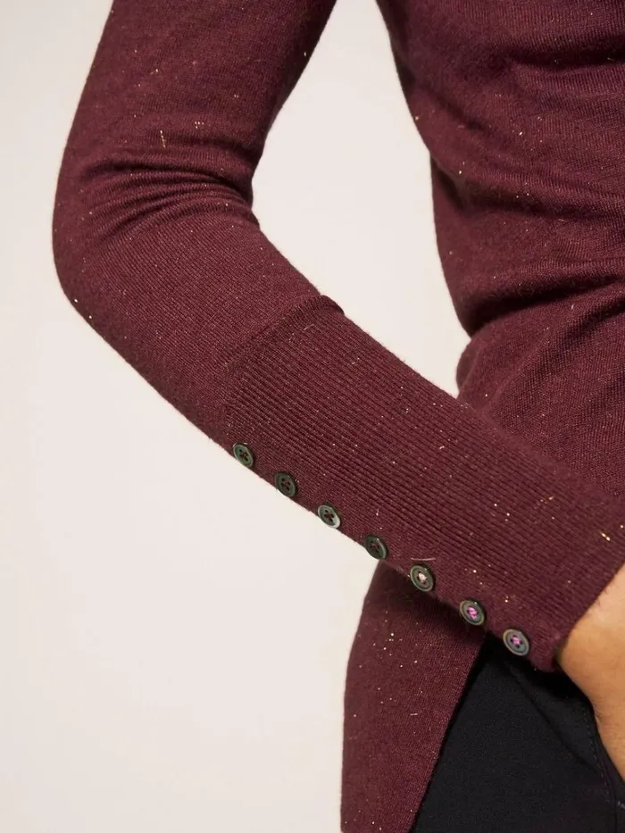 Women KNITWEAR White Stuff SPARKLE ROLL NECK JUMPER Dk Plum