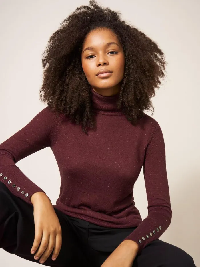 Women KNITWEAR White Stuff SPARKLE ROLL NECK JUMPER Dk Plum Women KNITWEAR White Stuff SPARKLE ROLL NECK JUMPER Dk Plum