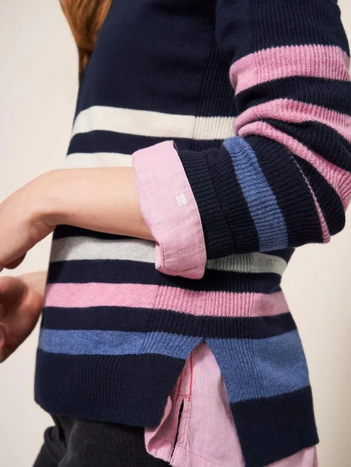 Women KNITWEAR White Stuff URBAN CASUAL JUMPER Navy Multi