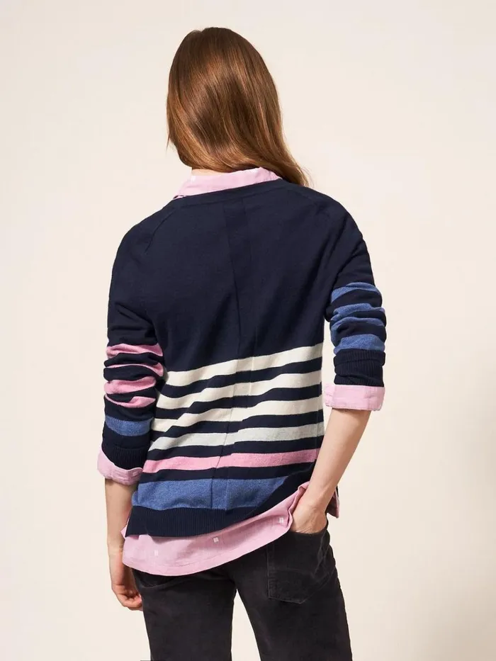 Women KNITWEAR White Stuff URBAN CASUAL JUMPER Navy Multi Women KNITWEAR White Stuff URBAN CASUAL JUMPER Navy Multi