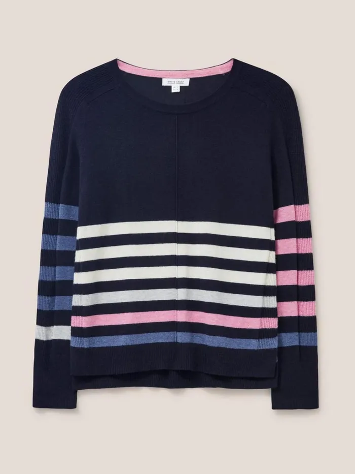 Women KNITWEAR White Stuff URBAN CASUAL JUMPER Navy Multi Women KNITWEAR White Stuff URBAN CASUAL JUMPER Navy Multi