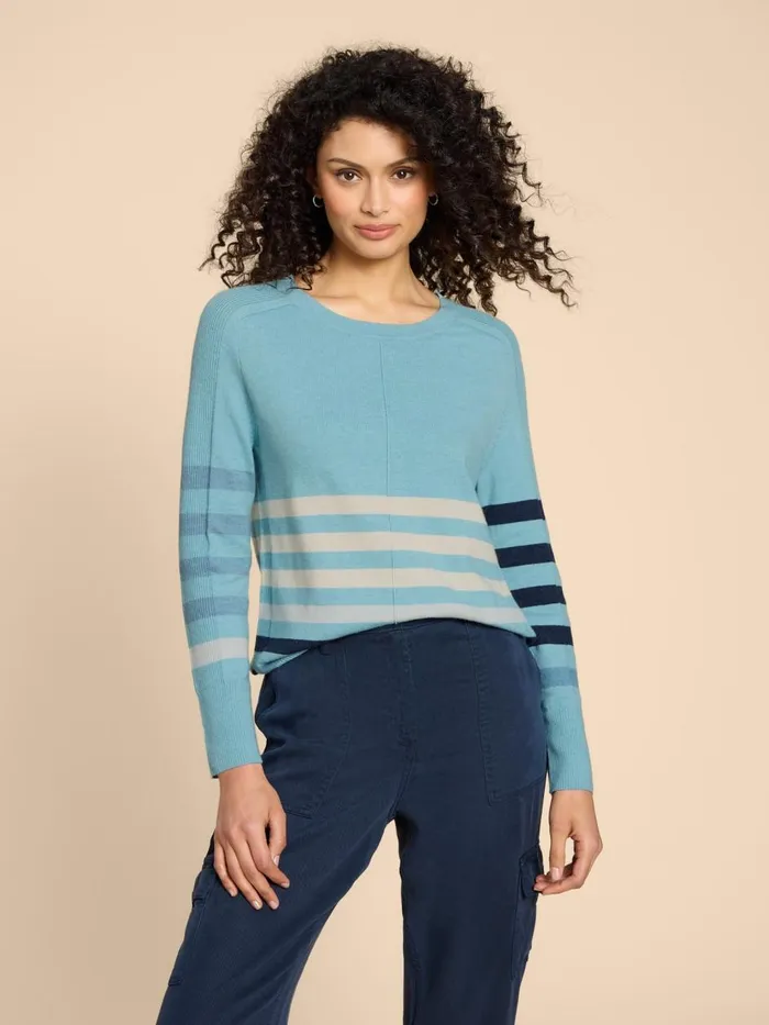 Women KNITWEAR White Stuff URBAN STRIPED JUMPER Blue Multi Women KNITWEAR White Stuff URBAN STRIPED JUMPER Blue Multi