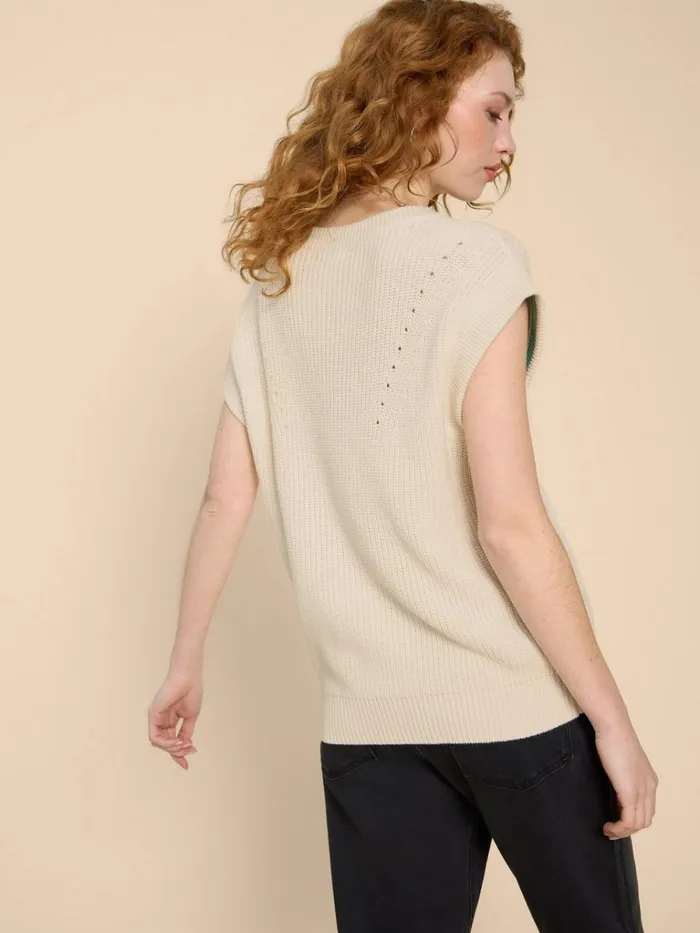 Women KNITWEAR White Stuff VANESSA V NECK TANK Natural White Women KNITWEAR White Stuff VANESSA V NECK TANK Natural White