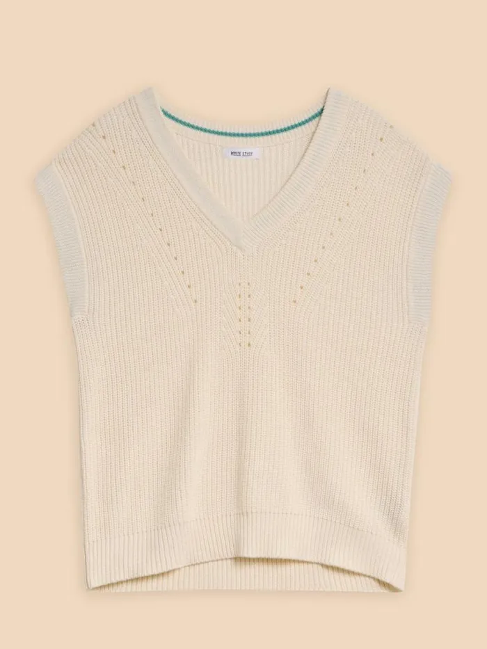 Women KNITWEAR White Stuff VANESSA V NECK TANK Natural White Women KNITWEAR White Stuff VANESSA V NECK TANK Natural White