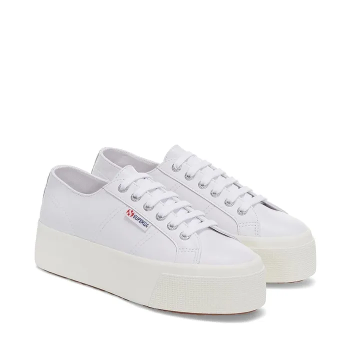 Women Lady Shoes Woman 2790 NAPPA Wedge OPTICAL WHITESILVERFAVORIO Superga Platform