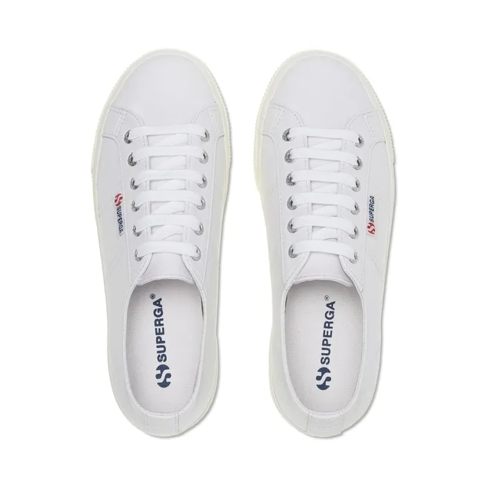 Women Lady Shoes Woman 2790 NAPPA Wedge OPTICAL WHITESILVERFAVORIO Superga Platform