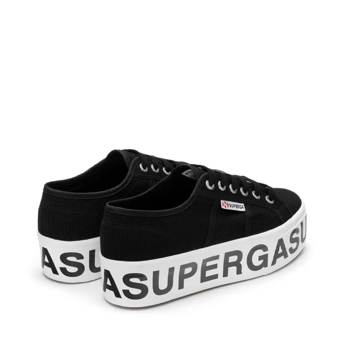 Women Lady Shoes Woman 2790 PLATFORM LETTERING Wedge BLACK Superga Platform