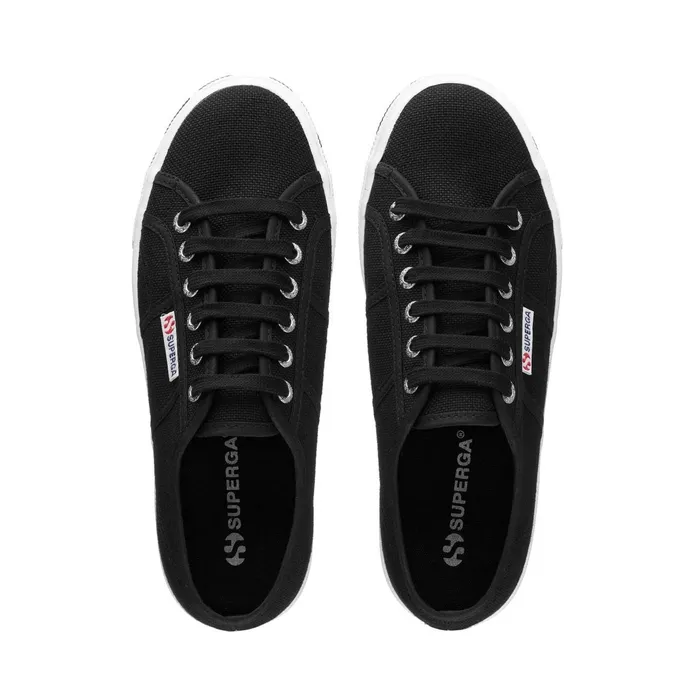 Women Lady Shoes Woman 2790 PLATFORM LETTERING Wedge BLACK Superga Platform
