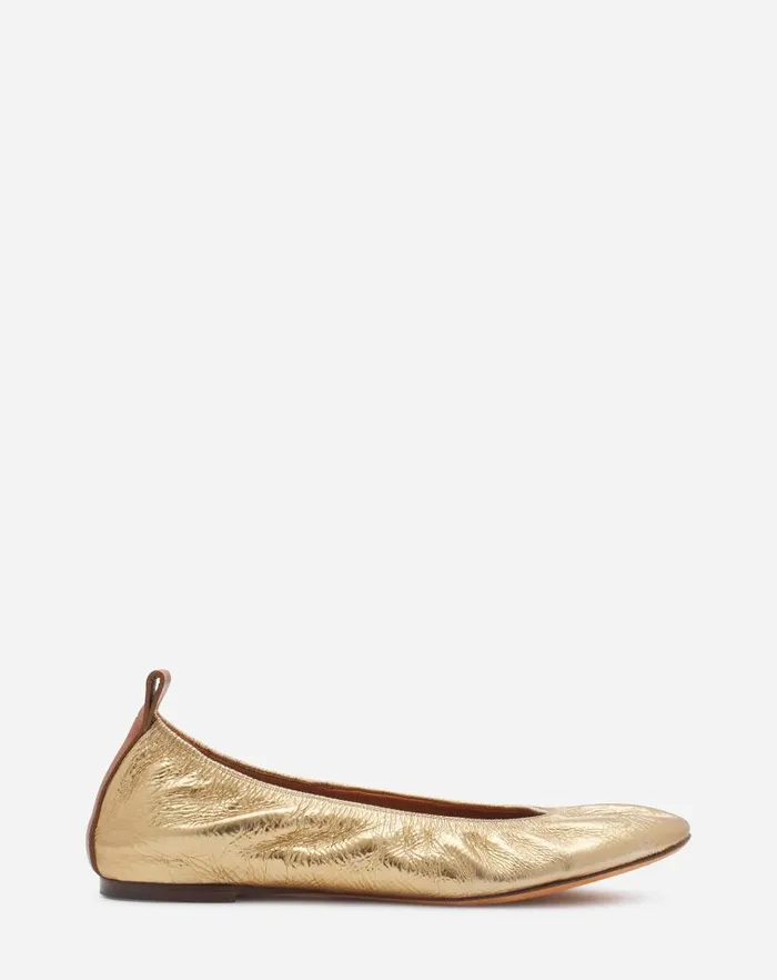 Women Lanvin Ballerinas The Ballerina Flat In Metallic Leather Gold