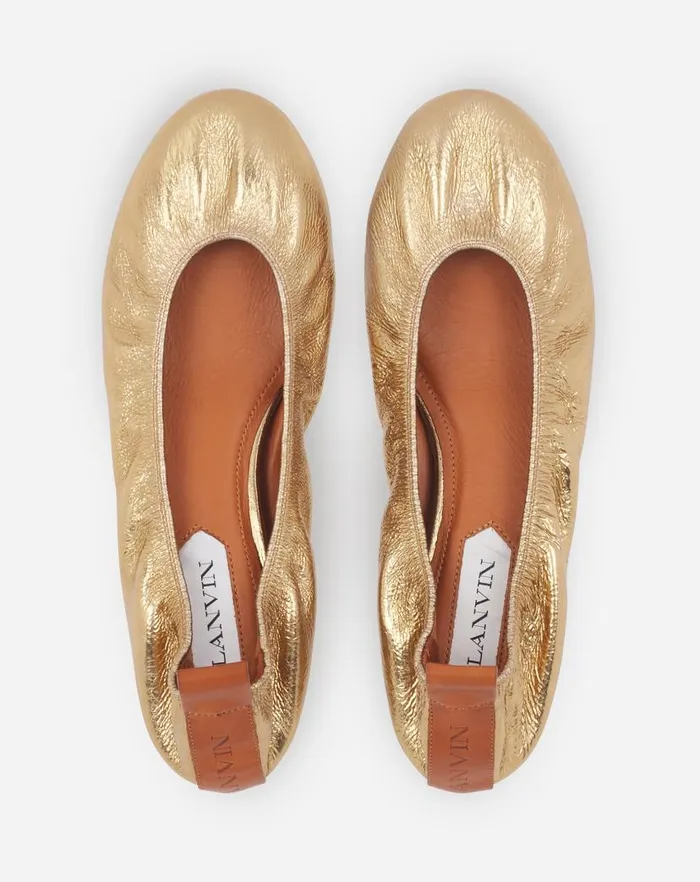 Women Lanvin Ballerinas The Ballerina Flat In Metallic Leather Gold Women Lanvin Ballerinas The Ballerina Flat In Metallic Leather Gold