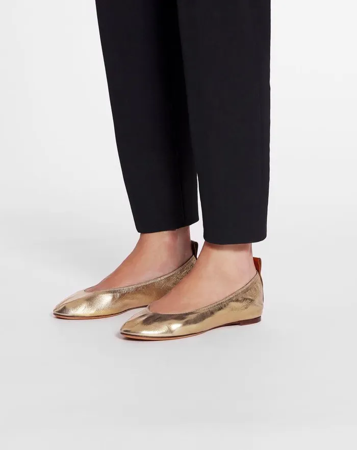 Women Lanvin Ballerinas The Ballerina Flat In Metallic Leather Gold Women Lanvin Ballerinas The Ballerina Flat In Metallic Leather Gold
