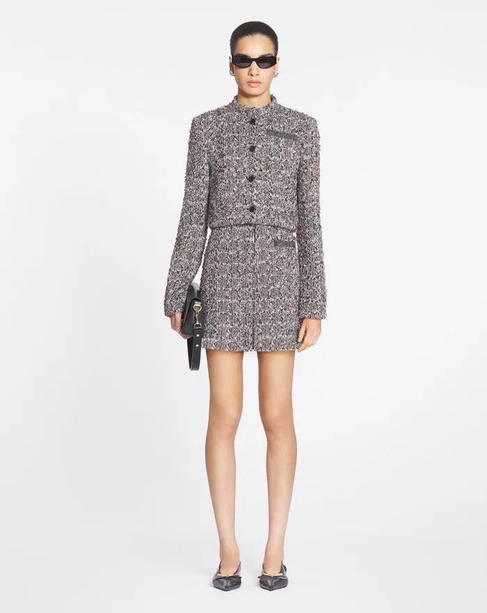 Women Lanvin Coats and Jackets Short Tweed Jacket Burgundyblue Women Lanvin Coats and Jackets Short Tweed Jacket Burgundyblue