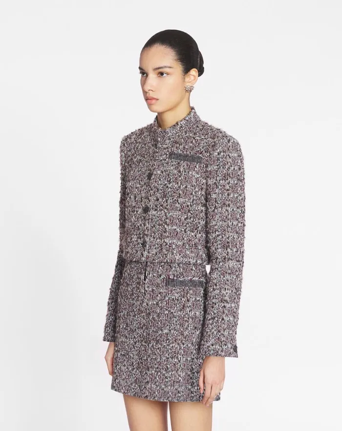 Women Lanvin Coats and Jackets Short Tweed Jacket Burgundyblue Women Lanvin Coats and Jackets Short Tweed Jacket Burgundyblue