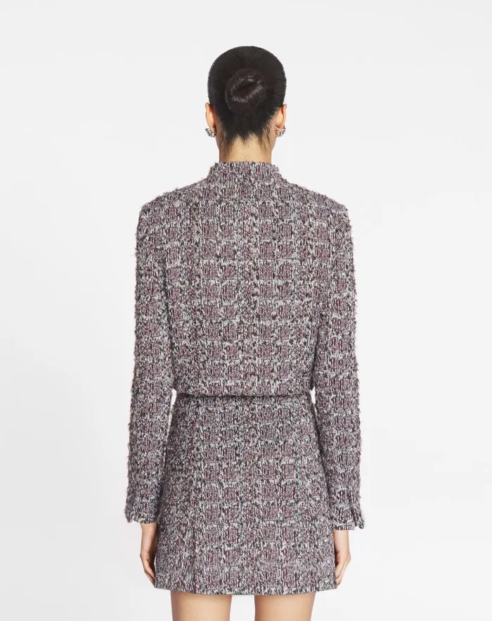 Women Lanvin Coats and Jackets Short Tweed Jacket Burgundyblue Women Lanvin Coats and Jackets Short Tweed Jacket Burgundyblue