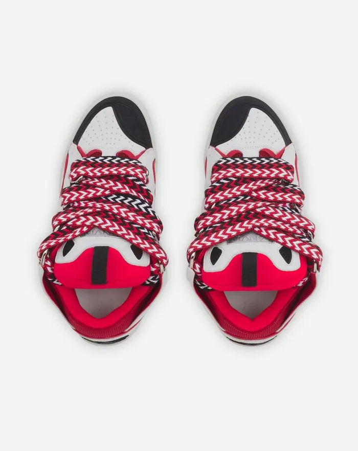 Women Lanvin Curb Leather Curb Sneakers Redwhite