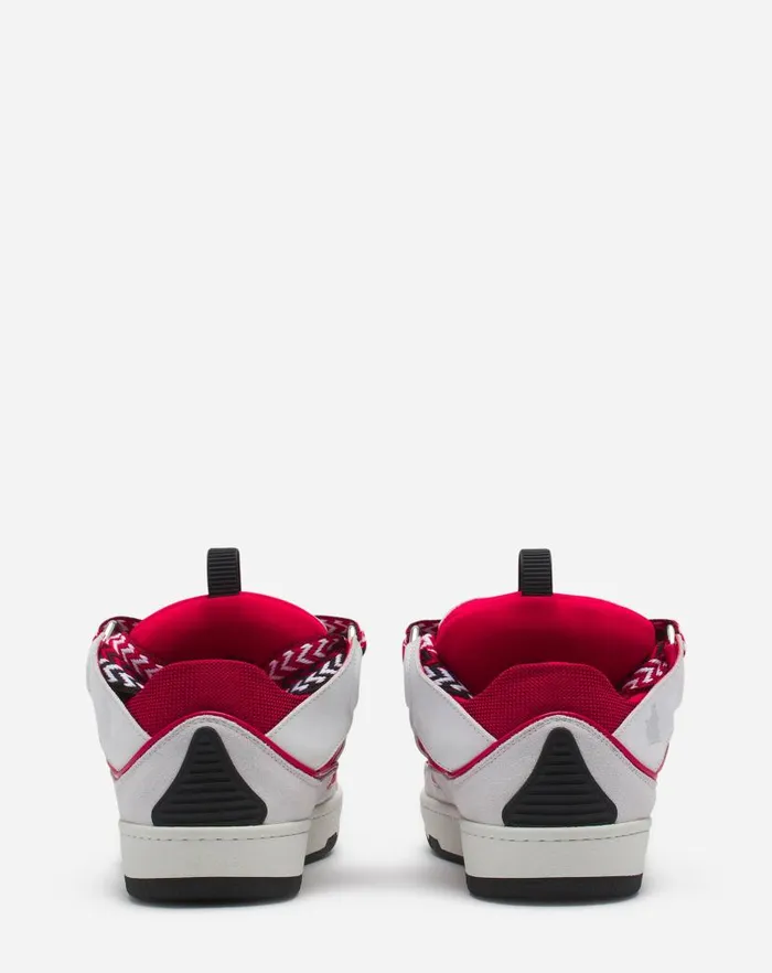 Women Lanvin Curb Leather Curb Sneakers Redwhite