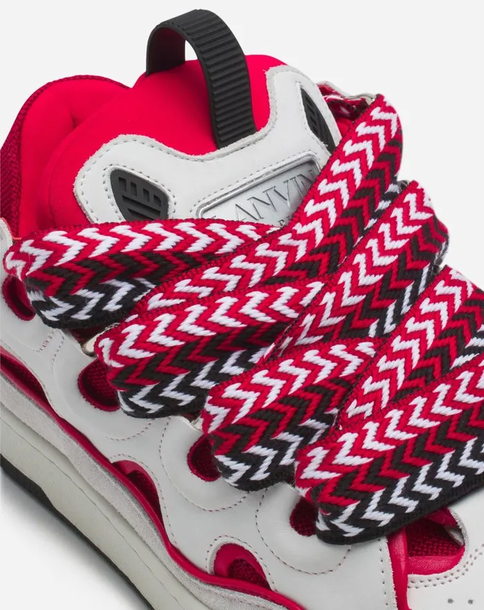 Women Lanvin Curb Leather Curb Sneakers Redwhite