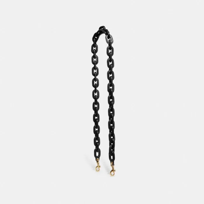 Women Leather Covered Chain Strap Brassblack Coach Bag Straps and Keychains
