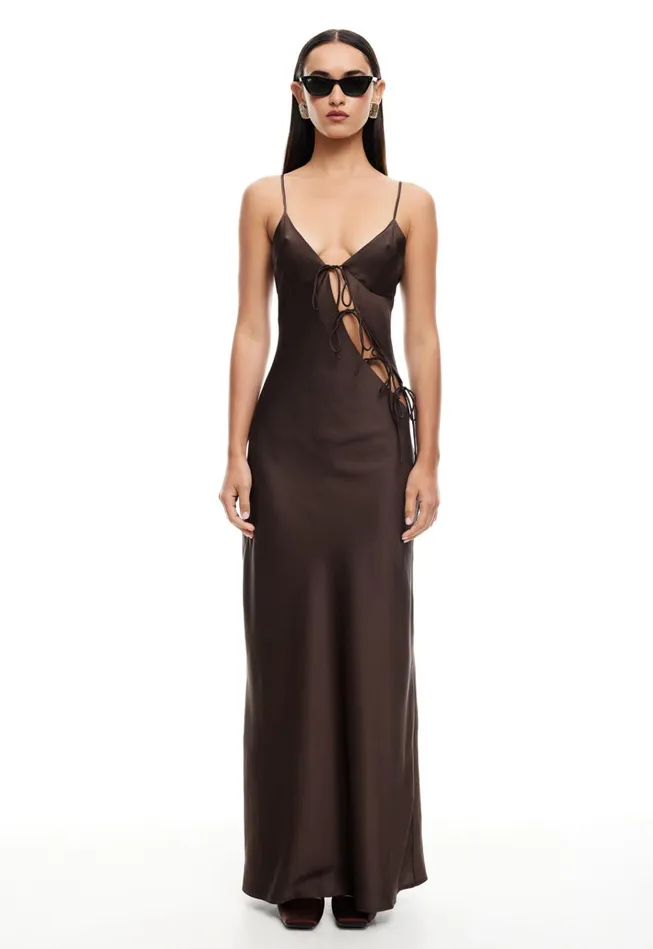 Women Lioness Fashion Dresses ABOUT A GIRL MAXI Chocolate