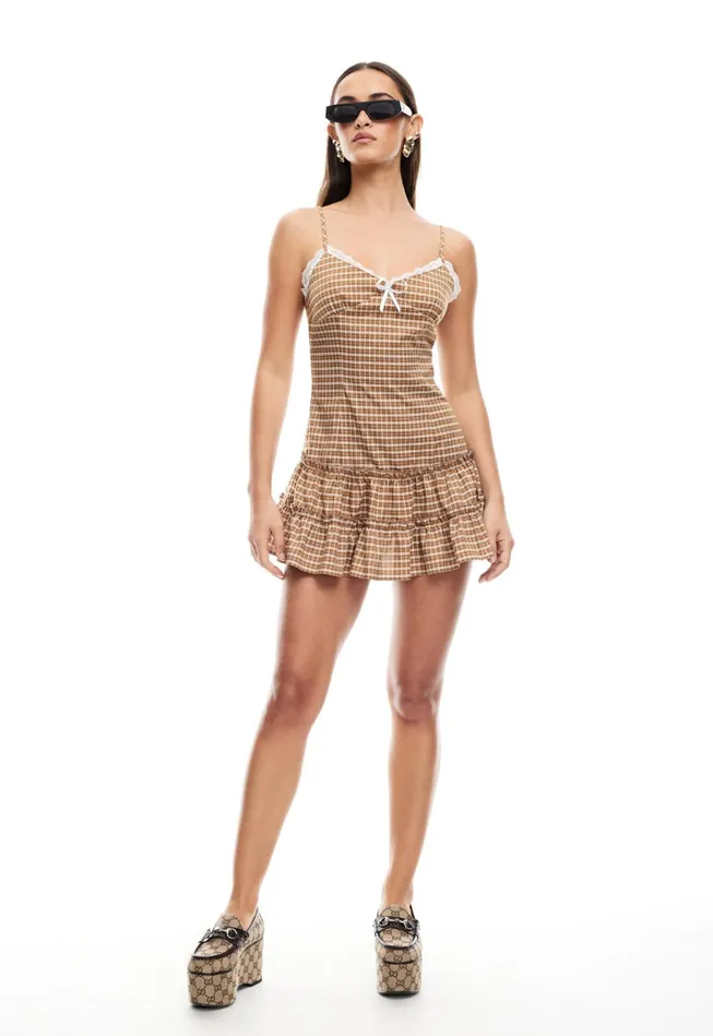 Women Lioness Fashion Dresses YVES MINI DRESS Chocolate Check Women Lioness Fashion Dresses YVES MINI DRESS Chocolate Check