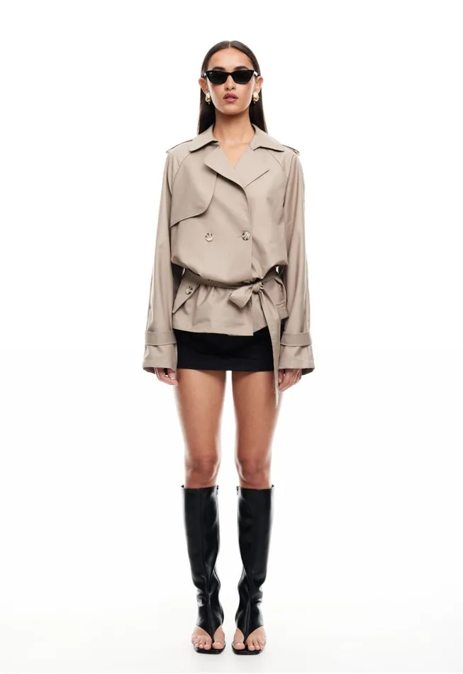 Women Lioness Fashion Outerwear CROPPED TRENCHEROUS COAT Mushroom Women Lioness Fashion Outerwear CROPPED TRENCHEROUS COAT Mushroom