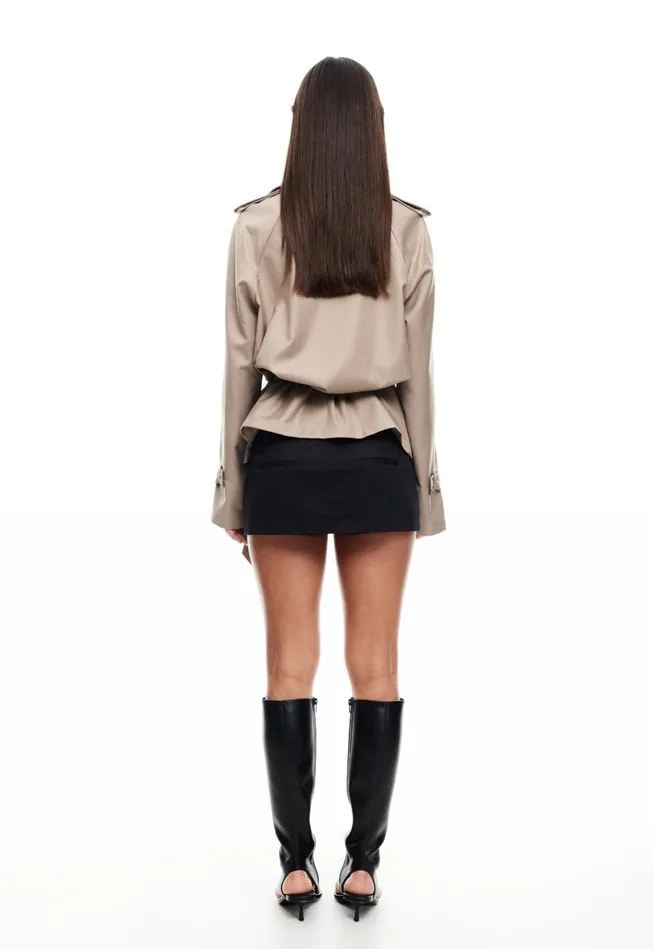 Women Lioness Fashion Outerwear CROPPED TRENCHEROUS COAT Mushroom Women Lioness Fashion Outerwear CROPPED TRENCHEROUS COAT Mushroom