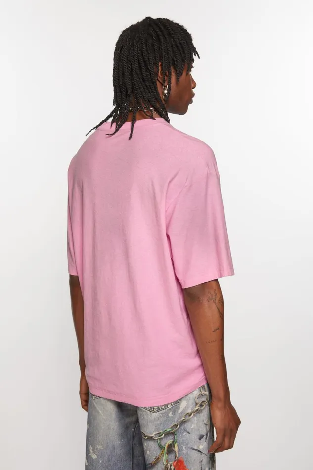 Women Logo Tshirt 8211 Relaxed Fit Cotton Candy Pink Acne Studios Tshirts
