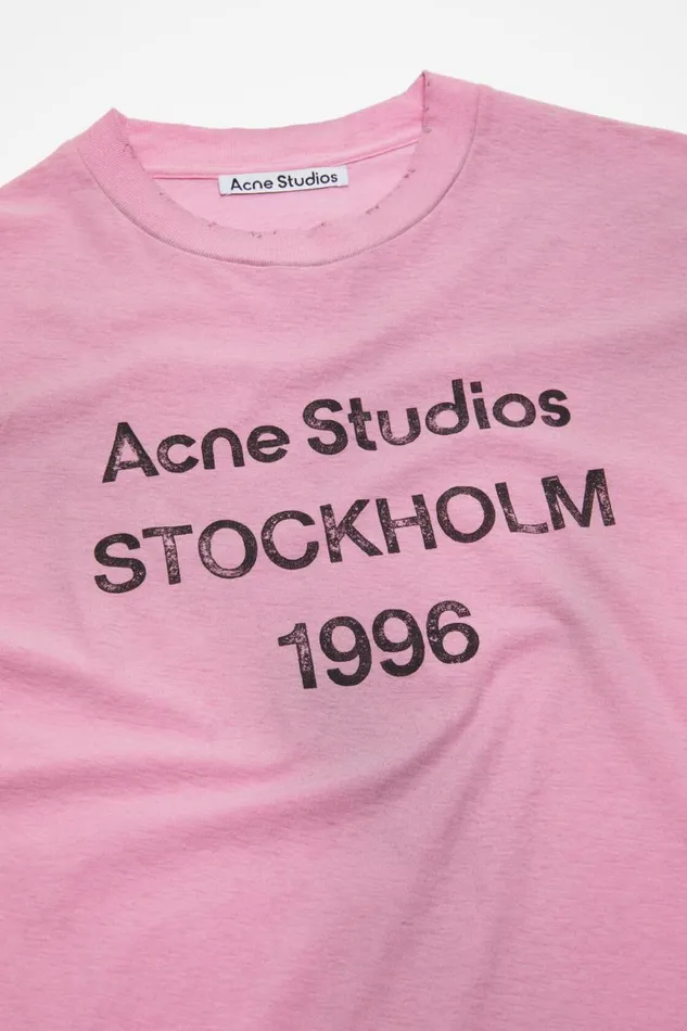 Women Logo Tshirt 8211 Relaxed Fit Cotton Candy Pink Acne Studios Tshirts