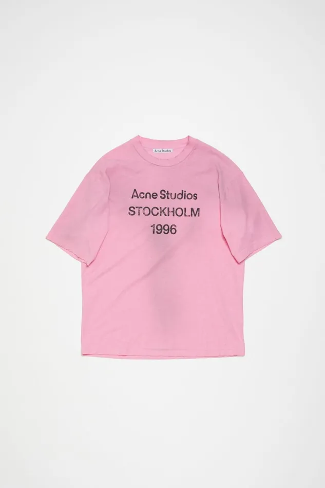 Women Logo Tshirt 8211 Relaxed Fit Cotton Candy Pink Acne Studios Tshirts