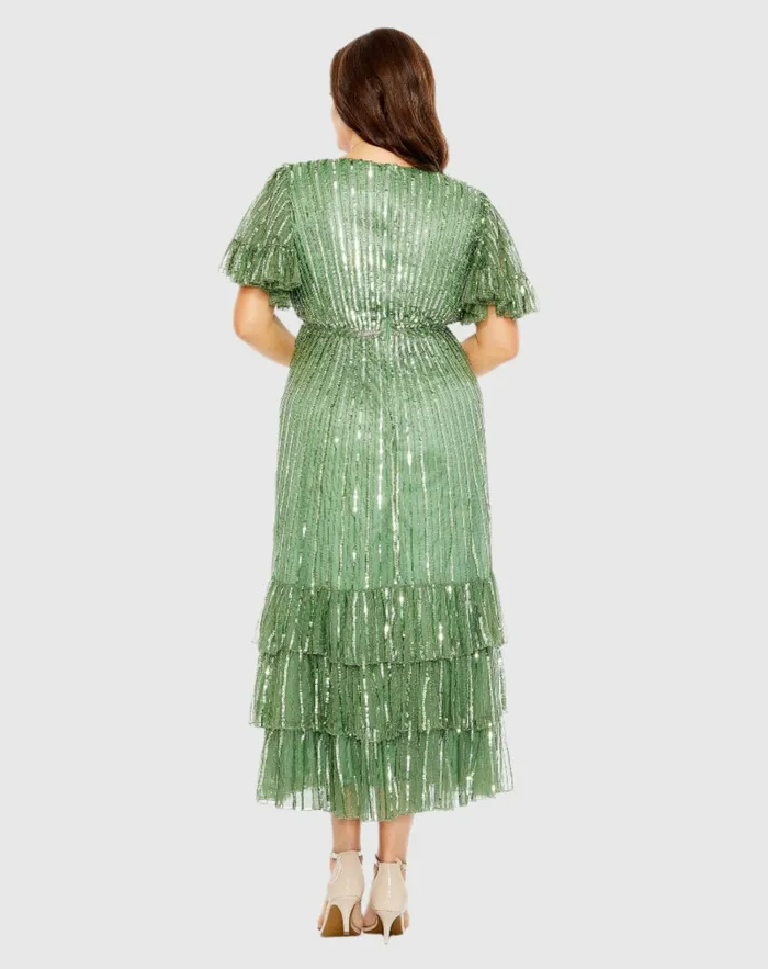 Women Mac Duggal Sequin Faux Wrap Flutter Sleeve Ruffle Dress Sage Plus Size Dresses Women Mac Duggal Sequin Faux Wrap Flutter Sleeve Ruffle Dress Sage Plus Size Dresses