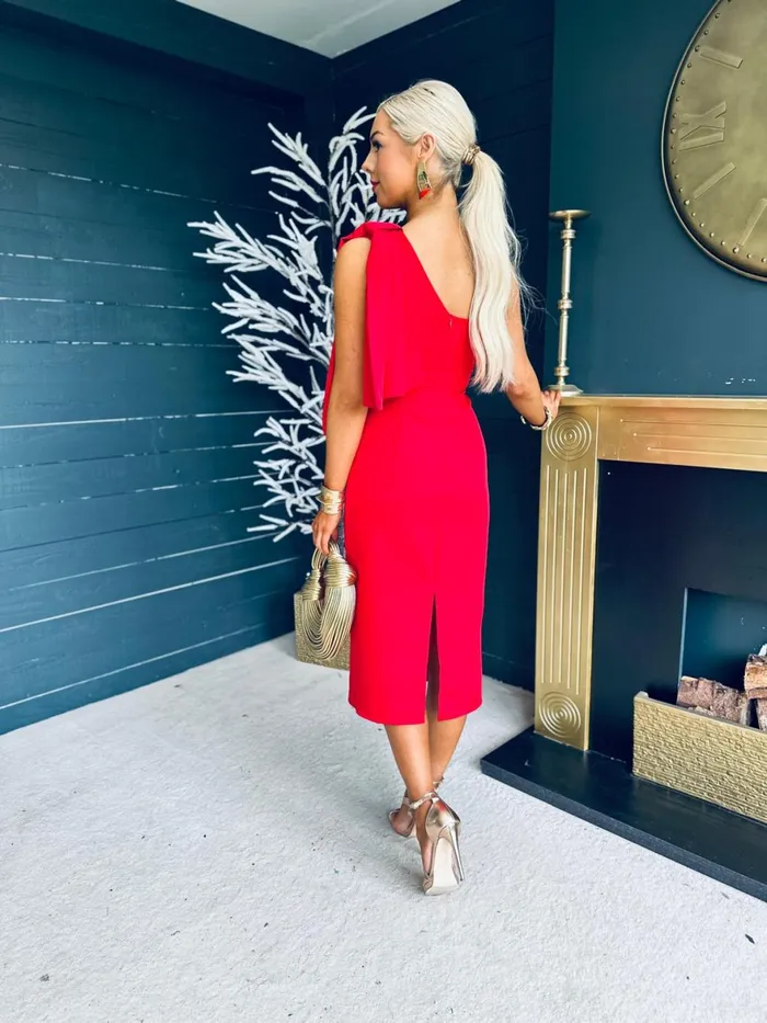 Women Maxi Canella Lane Camden Bow Detail Occasion Midi Dress Red