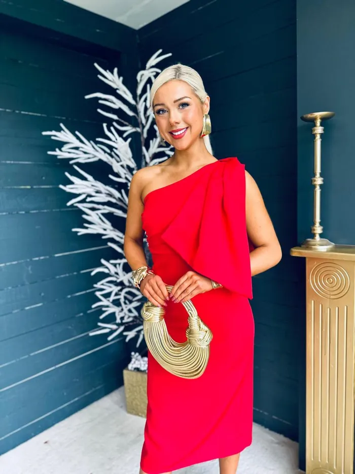 Women Maxi Canella Lane Camden Bow Detail Occasion Midi Dress Red