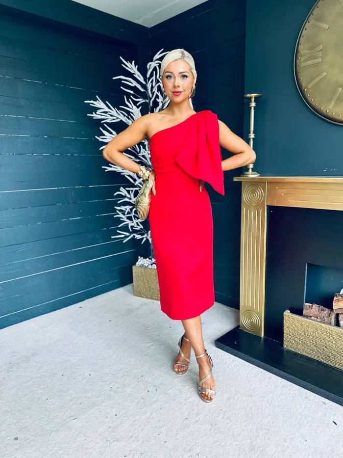 Women Maxi Canella Lane Camden Bow Detail Occasion Midi Dress Red