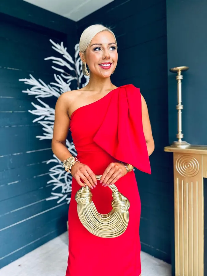 Women Maxi Canella Lane Camden Bow Detail Occasion Midi Dress Red