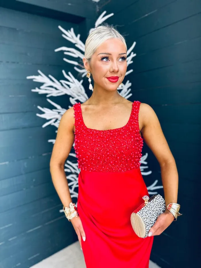 Women Maxi Canella Lane Karina Sequin Detail Maxi Dress Red