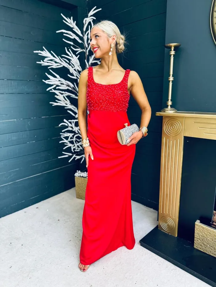 Women Maxi Canella Lane Karina Sequin Detail Maxi Dress Red