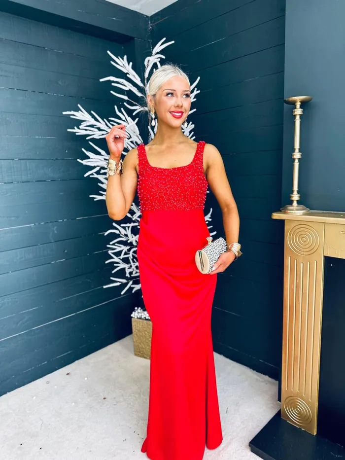Women Maxi Canella Lane Karina Sequin Detail Maxi Dress Red