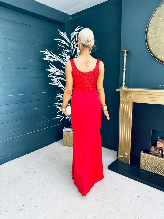 Women Maxi Canella Lane Karina Sequin Detail Maxi Dress Red