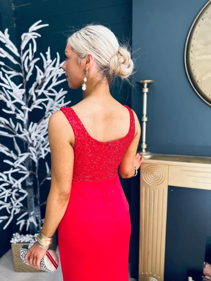 Women Maxi Canella Lane Karina Sequin Detail Maxi Dress Red