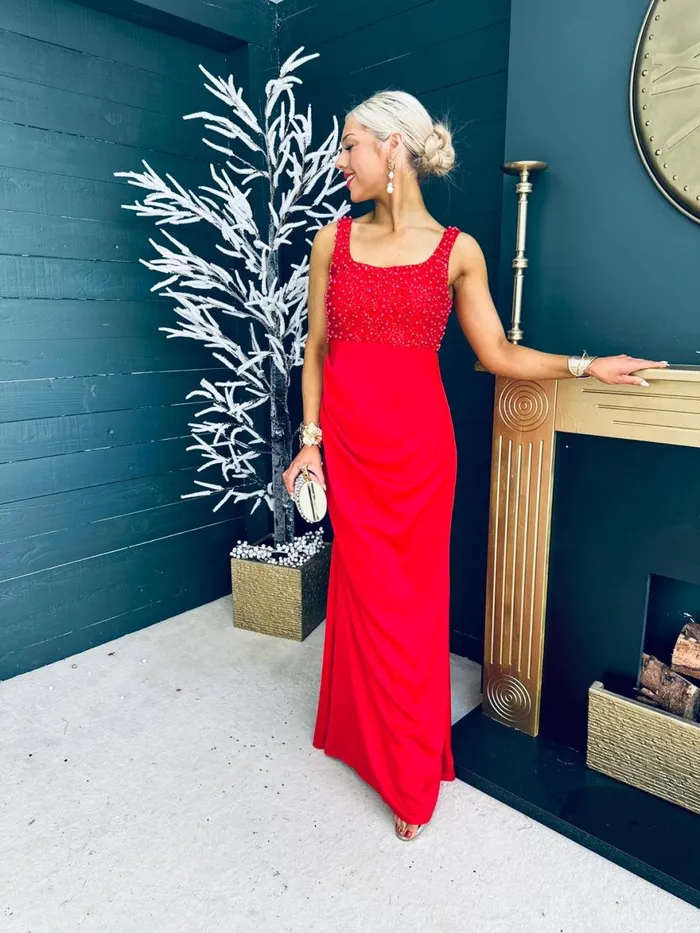 Women Maxi Canella Lane Karina Sequin Detail Maxi Dress Red