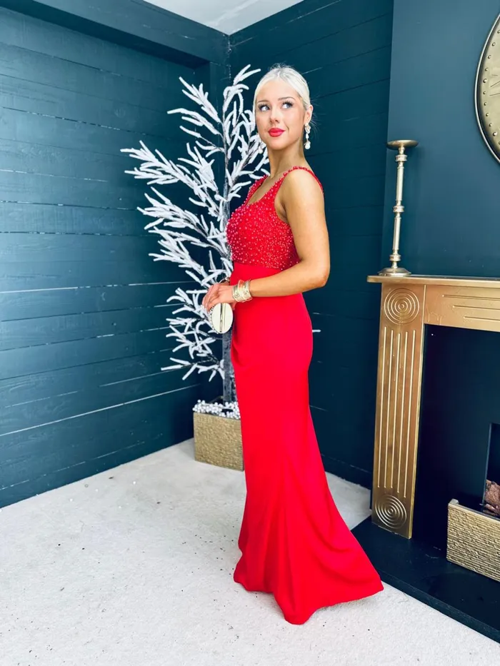 Women Maxi Canella Lane Karina Sequin Detail Maxi Dress Red