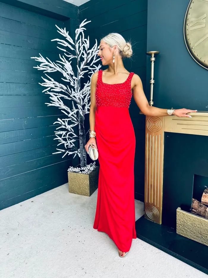 Women Maxi Canella Lane Karina Sequin Detail Maxi Dress Red