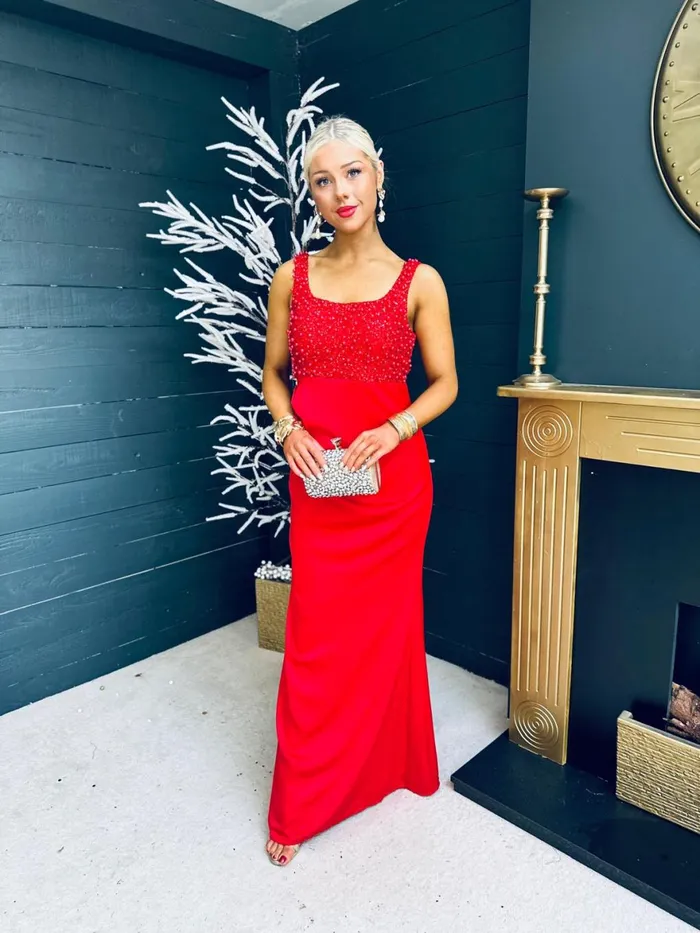 Women Maxi Canella Lane Karina Sequin Detail Maxi Dress Red